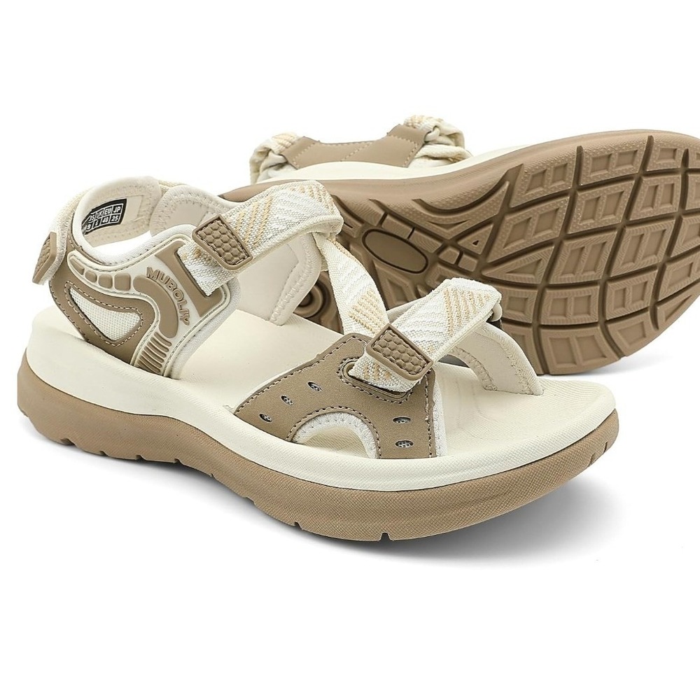 Coface Athletic Sandals Women 9.5 Tan Cream Sporty Gorpcore COF NWT